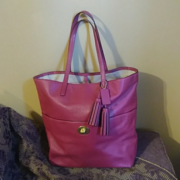 Coach | Bags | Coach Legacy Turn Lock Tote In Dark Pink | Poshmark